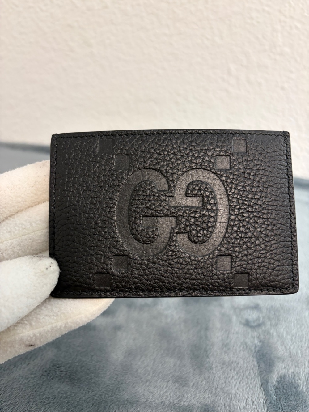 Brand New Gucci GG Jumbo Card Case Wallet Black Leather Logo Card Holder - Picture 11 of 11